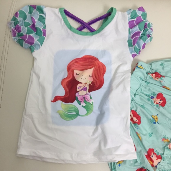 Mermaid Ariel Cute two piece outfit skirt top - Picture 4 of 7